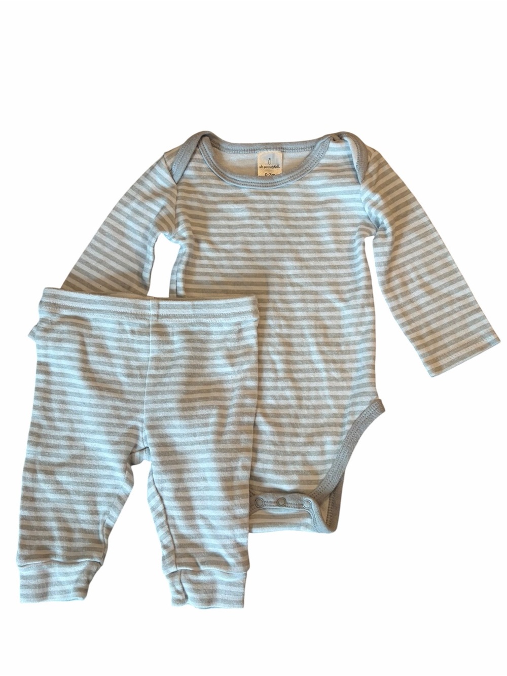 The Peanutshell Gray Stripe Bodysuit & Pants Set 0–3M 2-Piece Baby Outfit